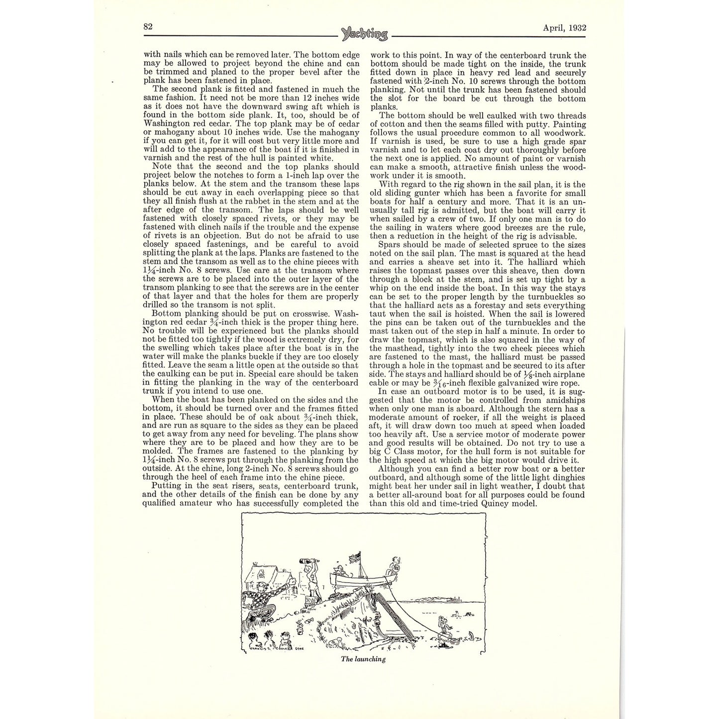 How to Build a Quincy 15' Boat George F Crouch 2 Pages 1932 Article V1-4