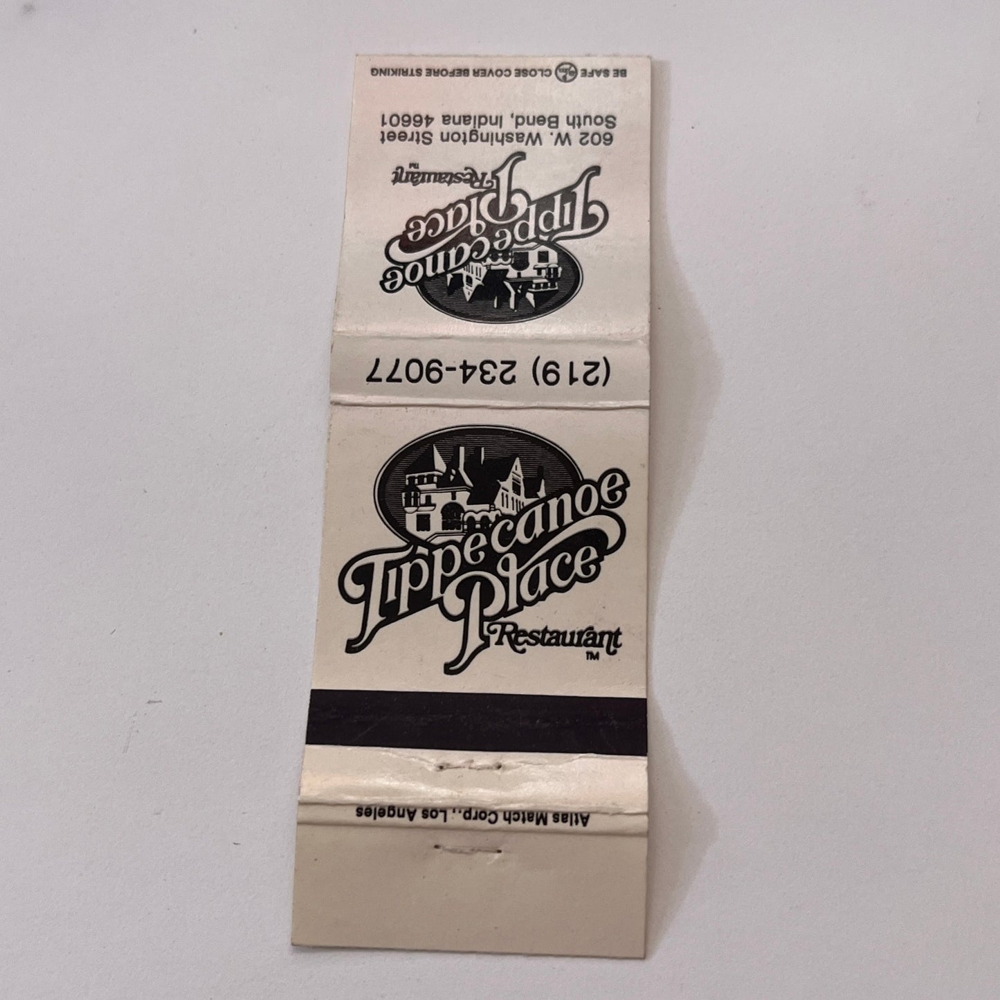 Tippecanoe Place Restaurant South Bend IN Vintage Matchbook Cover TB6-MB1-10