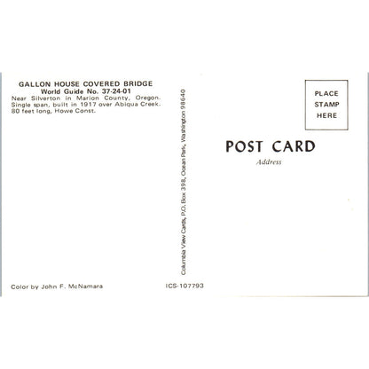 Gallon House Covered Bridge Marion County OR Vintage Covered Bridge Postcard PD6