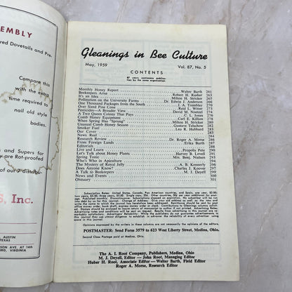 1959 May Gleanings in Bee Culture Beekeeping Magazine A.I. Root Co Medina OH TD5