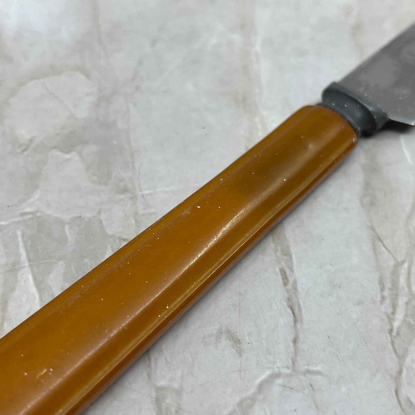 Vtg Robinson Knife Co Butterscotch Bakelite 9” Butter Knife Stainless Steel SB3