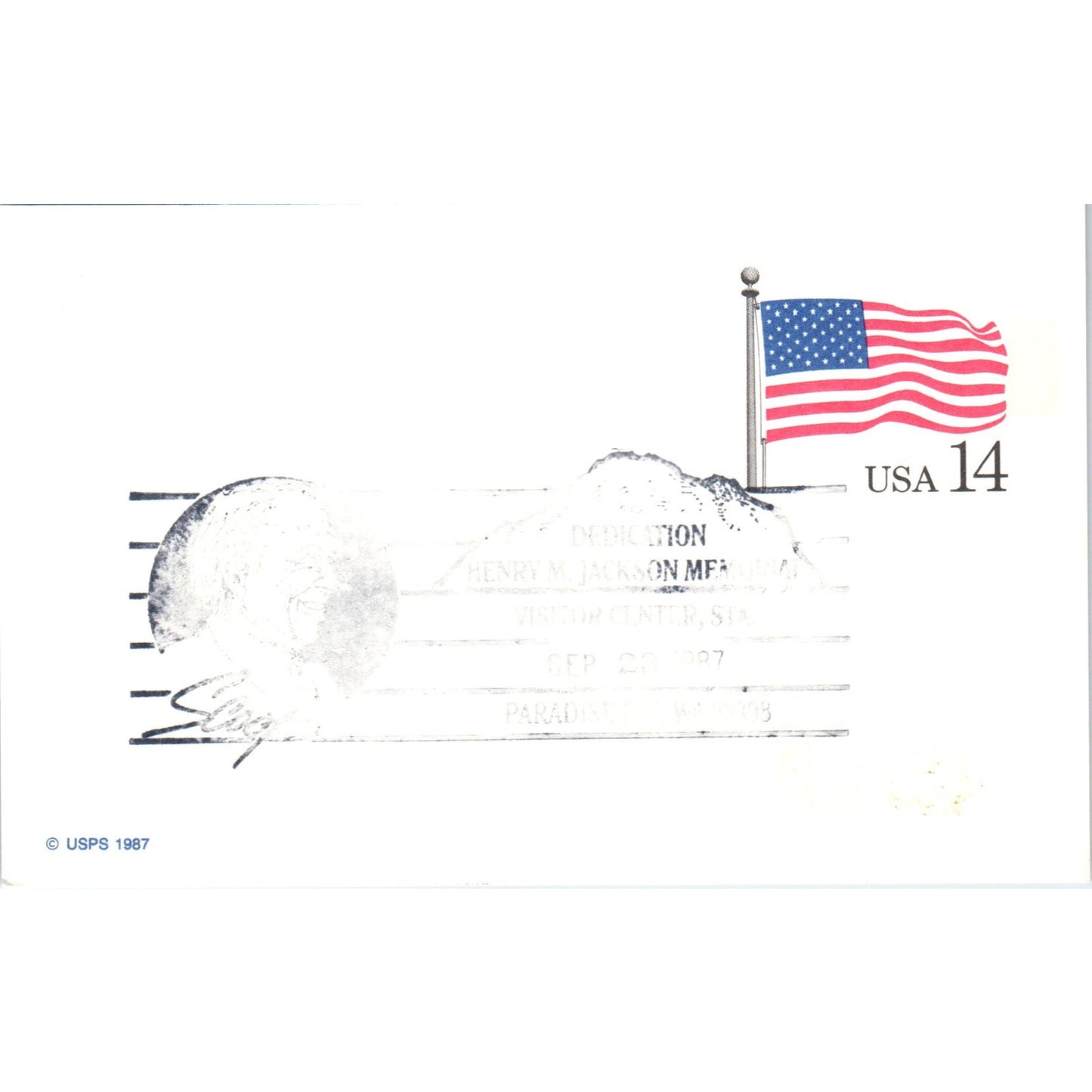 1987 Scoop Dedication Henry M. Jackson Memorial Paradise Inn 14c Postal Card PE2