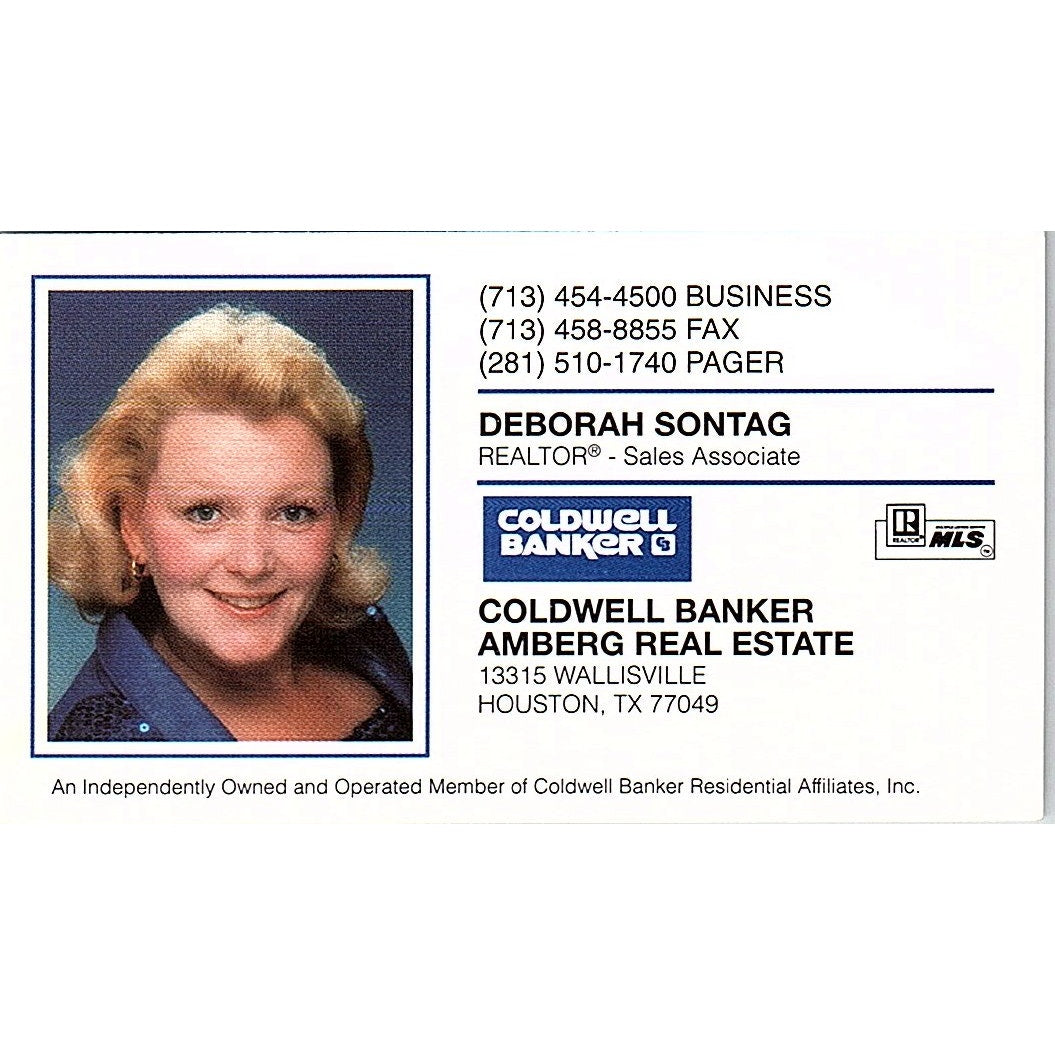 Deborah Sontag Realtor Coldwell Banker Houston Vintage Business Card SD9-B7