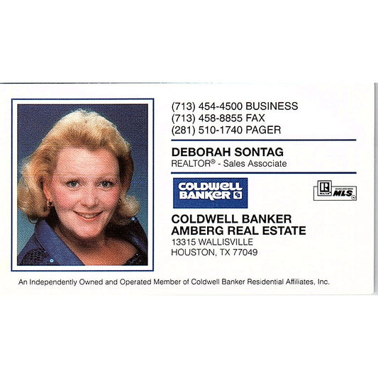 Deborah Sontag Realtor Coldwell Banker Houston Vintage Business Card SD9-B7