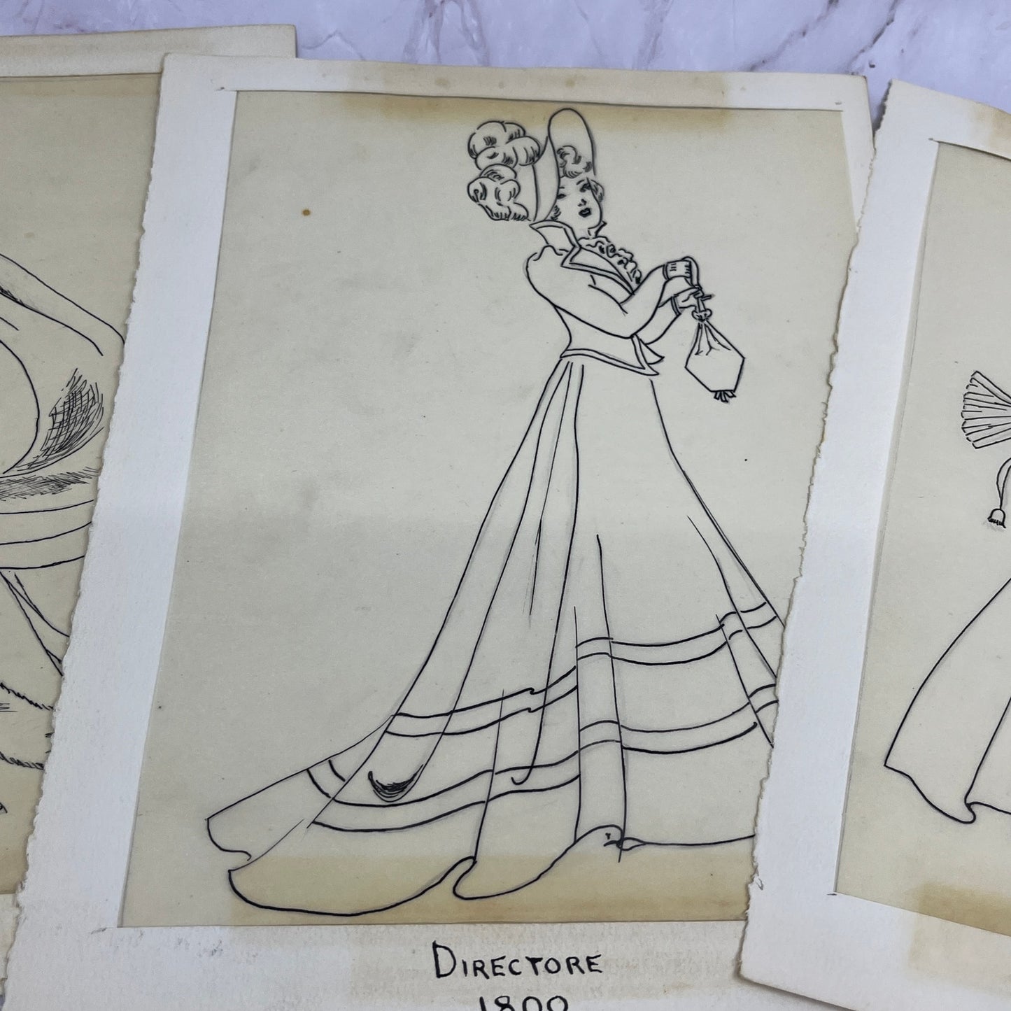 1940s Lot of 10 Period Fashion Sketches Winifred Schutsky Pratt Institute TC5