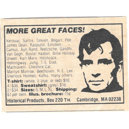 Historical Products T-Shirts Cambridge MA 1984 Ad AF8-S7