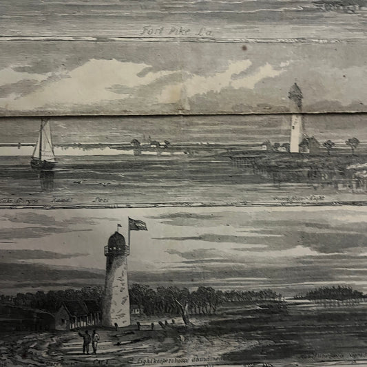Approaches New Orleans Lake Pontchartrain & Borgne 1863 Civil War Engraving C99