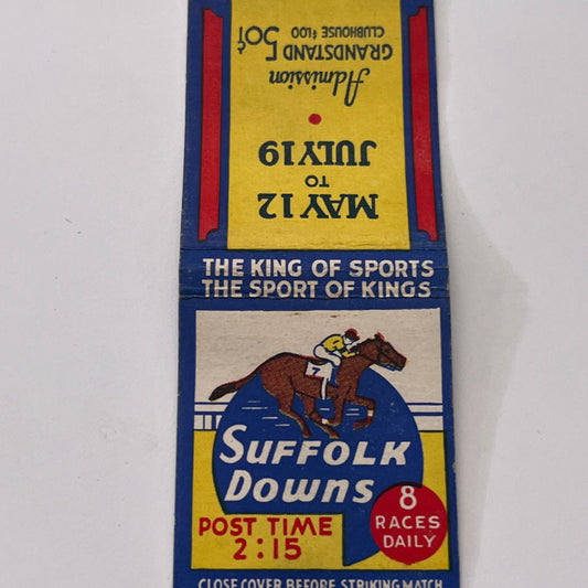 Suffolk Downs Horse Racing Vintage Matchbook Cover TB8-MB-11