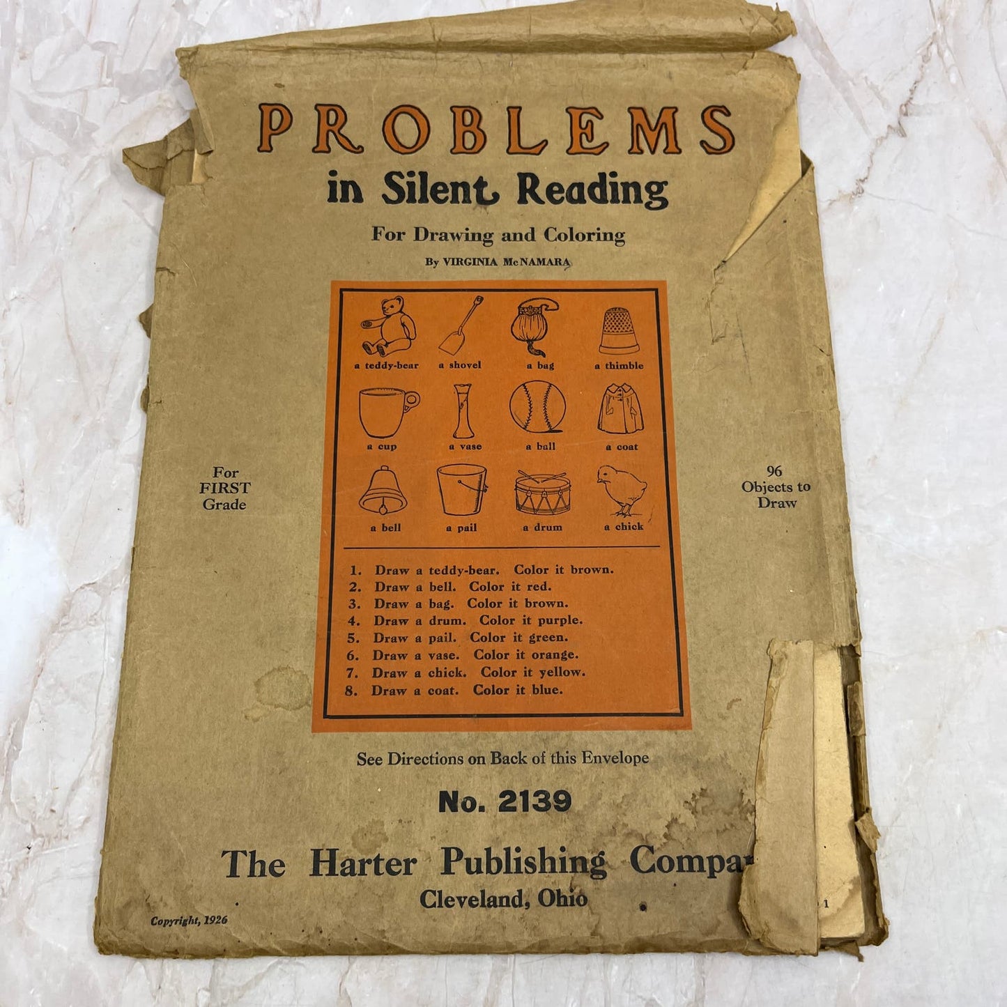 1926 Problems in Silent Reading for Drawing and Coloring Teaching Aid TI8-S8