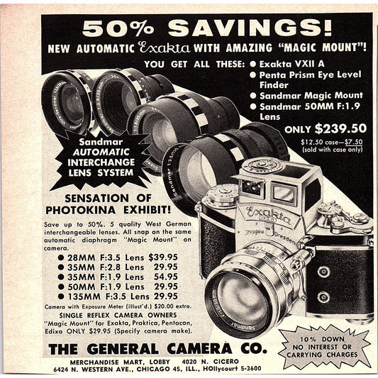 The General Camera Co 6424 N Western Ave Chicago 1960 Magazine Ad AG6-5