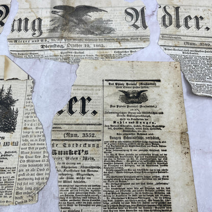 c1865 Lot of Original German Newspaper Clippings D22