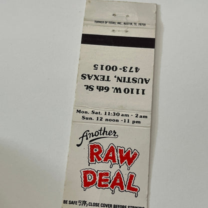 Another Raw Deal Austin Texas Vintage Matchbook Cover TB6-MB1-14