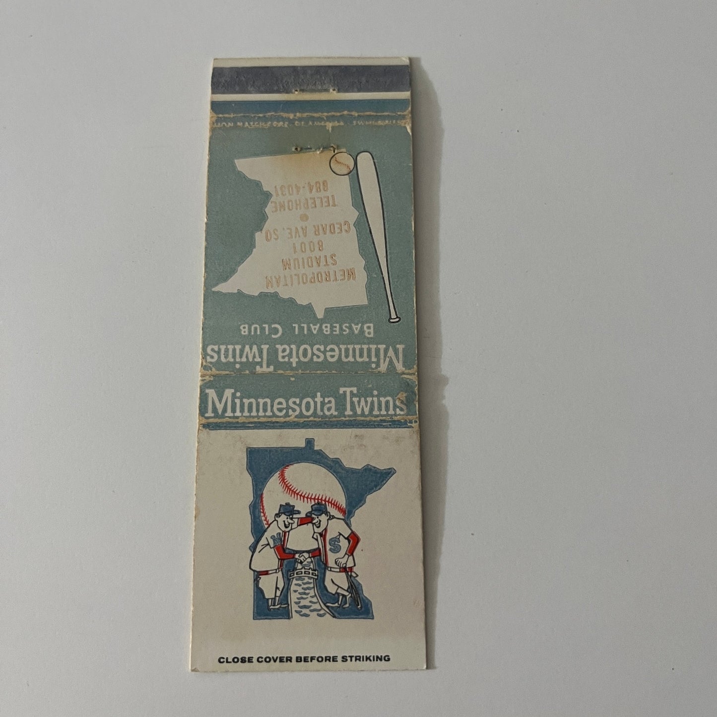 Minnesota Twins Baseball Schedule 1968 MN Vintage Matchbook Cover MB42-6