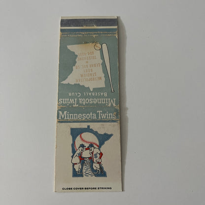 Minnesota Twins Baseball Schedule 1968 MN Vintage Matchbook Cover MB42-6