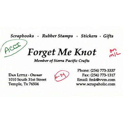 Forget Me Knot Dan Little Temple TX Vintage Business Card SC9-B8