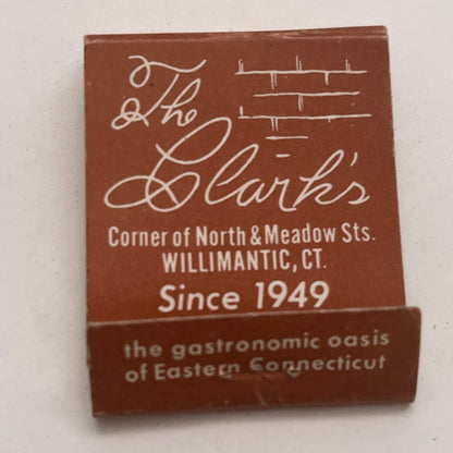 The Clark's Restaurant Willimantic CT Vintage Matchbook Cover TB8-MB2-5