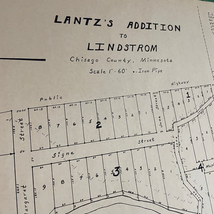 Lantz's Addition to Lindstrom Chisago County MN Vintage Plat Map RM1
