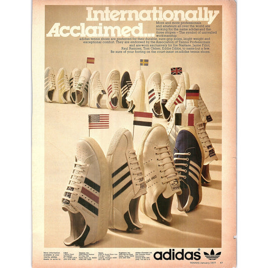 Adidas Tennis Shoes Ilie Nastase Raul Ramirez Tom Okker 1977 Ad AF3-5