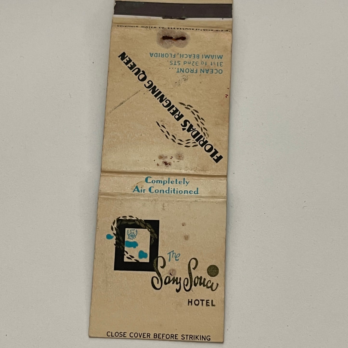 The Sans Souci Hotel Miami Beach FL Vintage Matchbook MB59-1