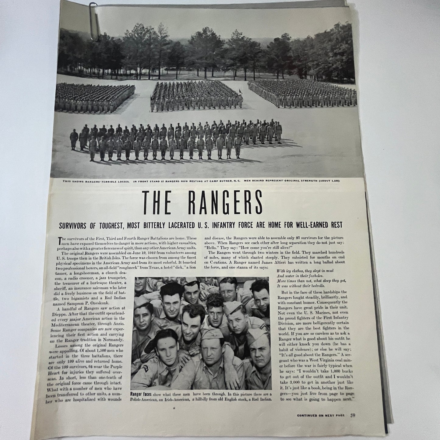 Army Rangers 1st, 3rd& 4th Battalions Home 3 Pages 1940s WWII Era Article V29-5