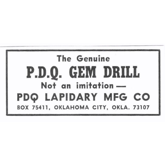 PDQ Lapidary Mfg Co Gem Drill Oklahoma City OK 1972 Ad AF8-S3