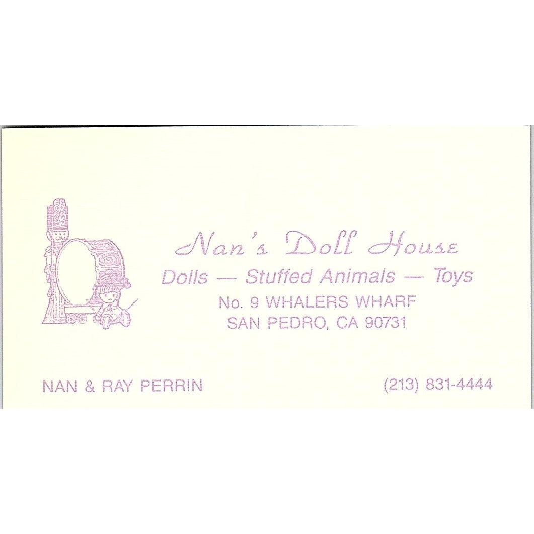 Nan's Doll House Nan & Ray Perrin San Pedro CA Vintage Business Card SF3-B4