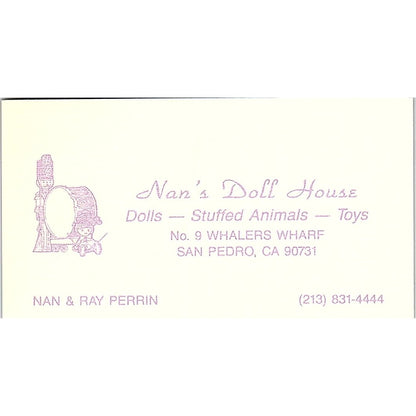 Nan's Doll House Nan & Ray Perrin San Pedro CA Vintage Business Card SF3-B4