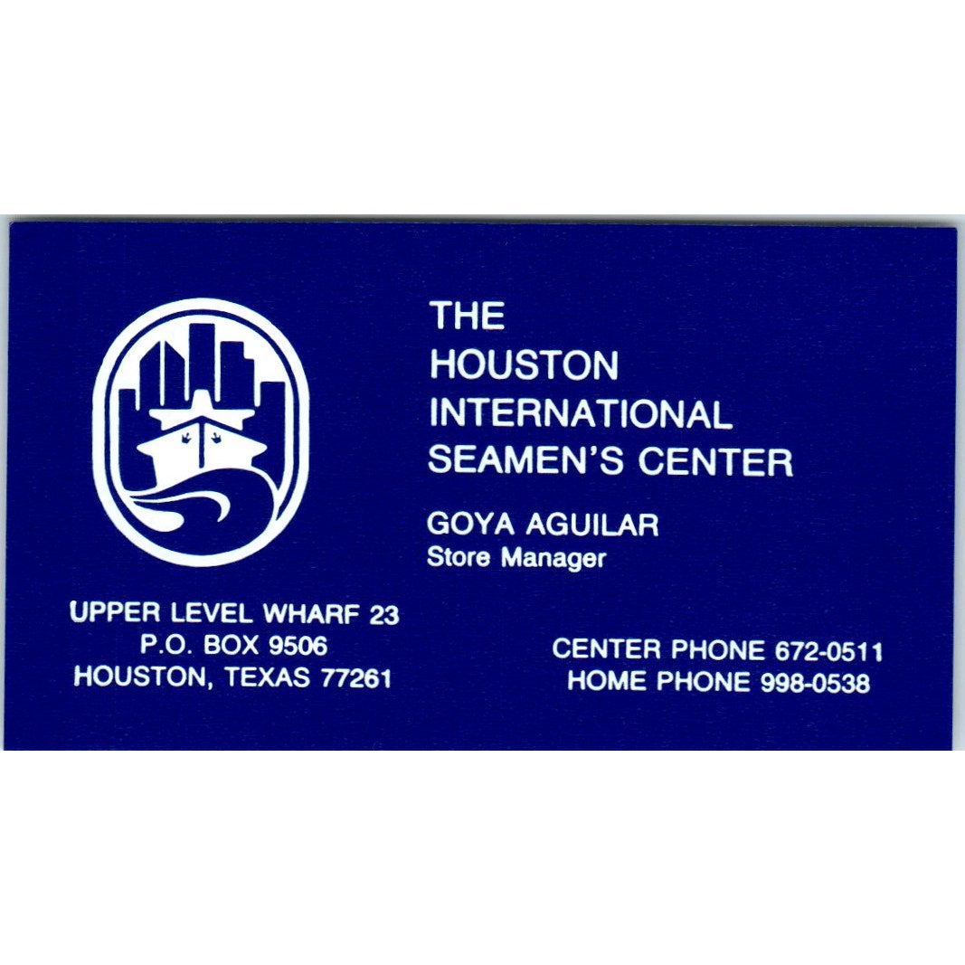 The Houston International Seamen's Center Goya Aguilar Vtg Business Card SD8-B21