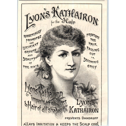 Lyon's Kathairon for the Hair Hair Loss & Graying c1890 Victorian Ad D11