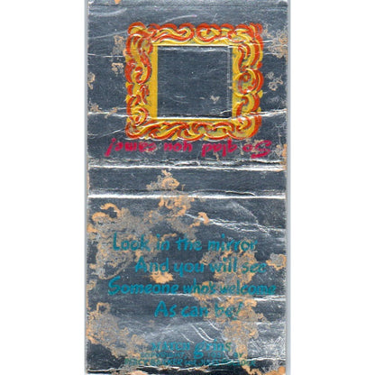1951 Match Grins Look in the Mirror Novelty Vintage Matchbook Cover SF4-Y6