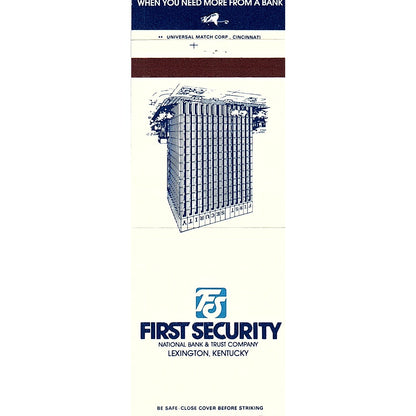 First Security Bank Lexington KY Vintage Matchbook TB6-MB2-8
