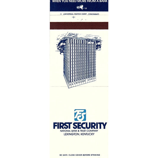 First Security Bank Lexington KY Vintage Matchbook TB6-MB2-8