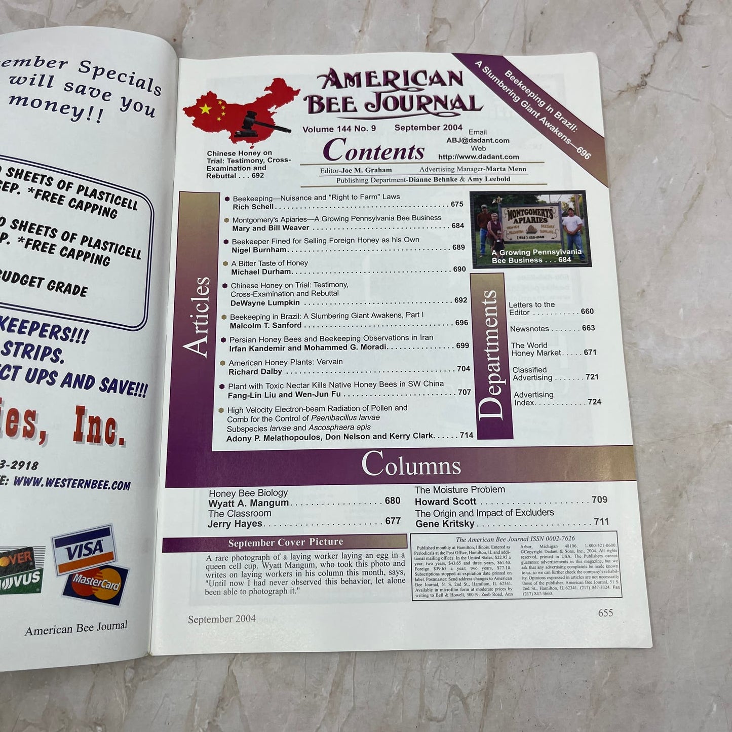 2004 Sept American Bee Journal Magazine Bees Beekeeping Honey M7