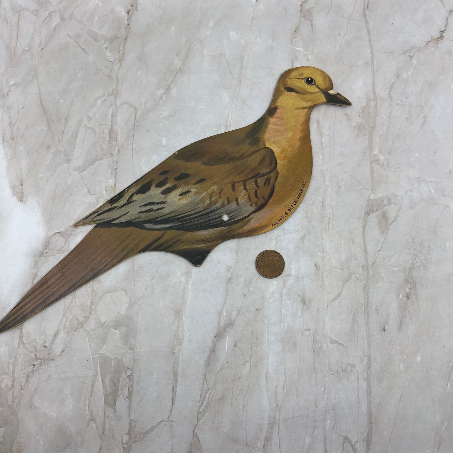 Vintage Large Die Cut Dove Bird P.S. Olt Co. Pekin Illinois AE4