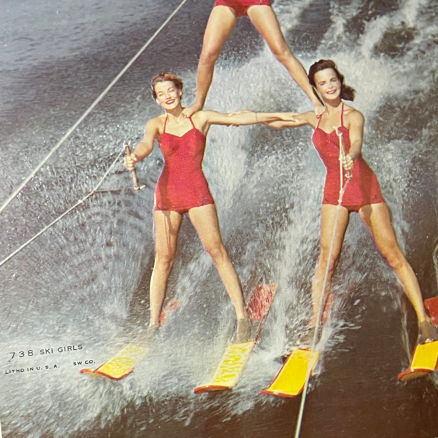 Vintage Cypress Garden 738 Water Ski Girls Show FL Kitsch 7x10 Art Print V2