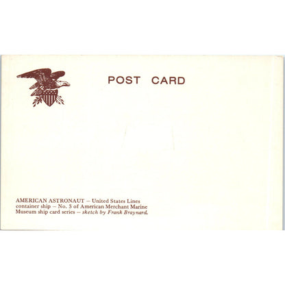 United States Lines Container Ship American Astronaut Vintage Postcard PC17