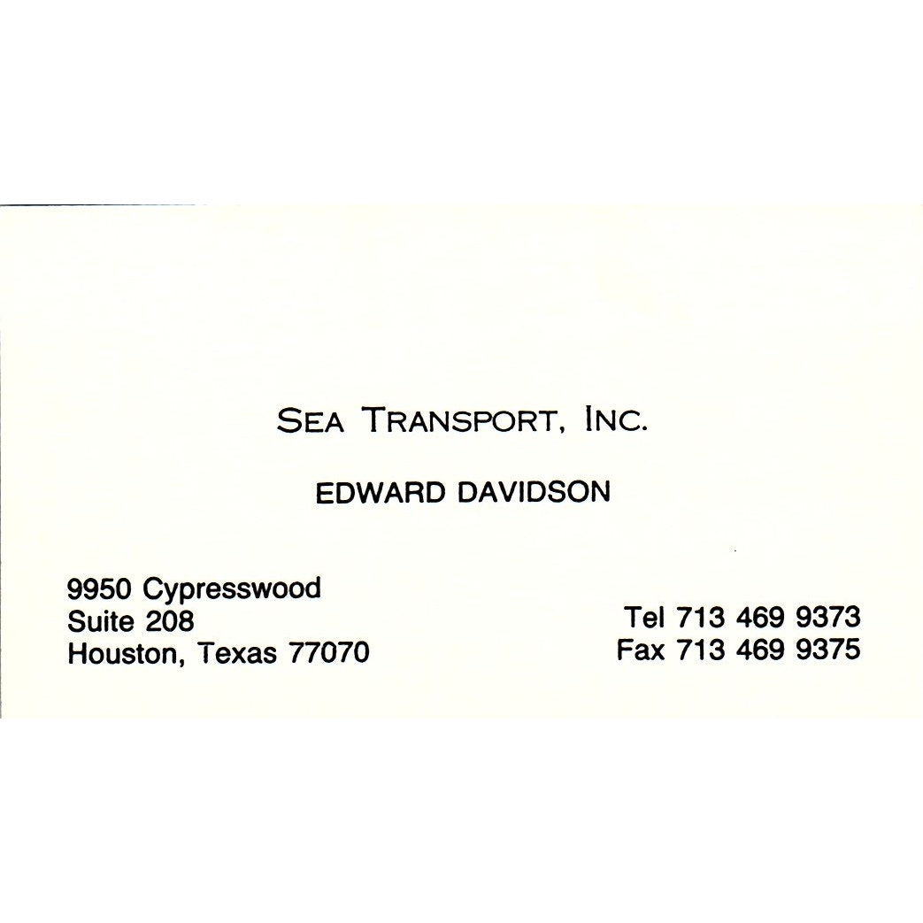 Edward Davidson Sea Transport Inc Houston TX Vintage Business Card SC9-B1