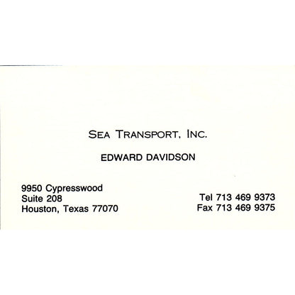 Edward Davidson Sea Transport Inc Houston TX Vintage Business Card SC9-B1