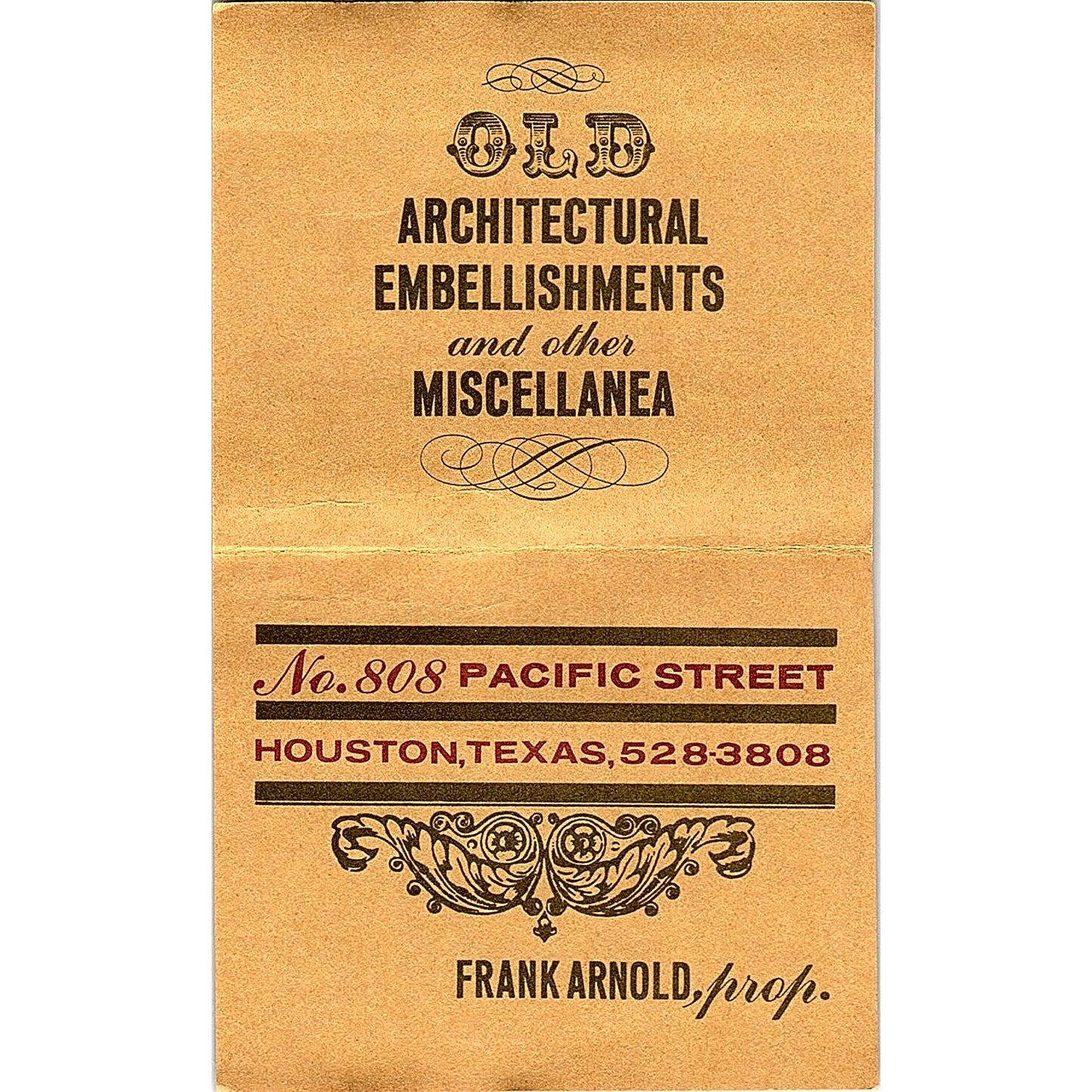 The Emporium Antiques Frank Arnold Houston TX Vintage Business Card TH2-B1