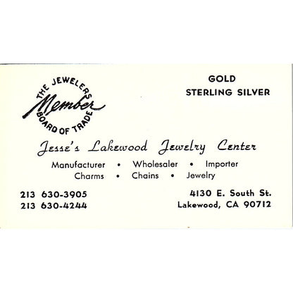 Jessie's Lakewood Jewelry Center, Lakewood CA , Vintage Business Card SF3-B9
