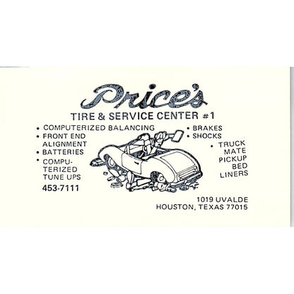 Price's Tire & Service Center Houston Vintage Business Card SC9-B5
