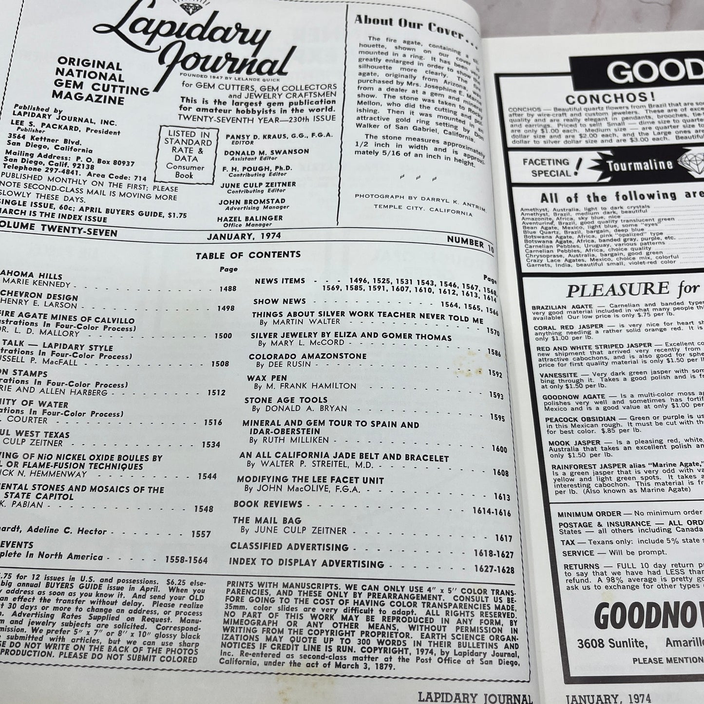 A Silhouette in Fire Agate - Lapidary Journal Magazine - Jan 1974 M28
