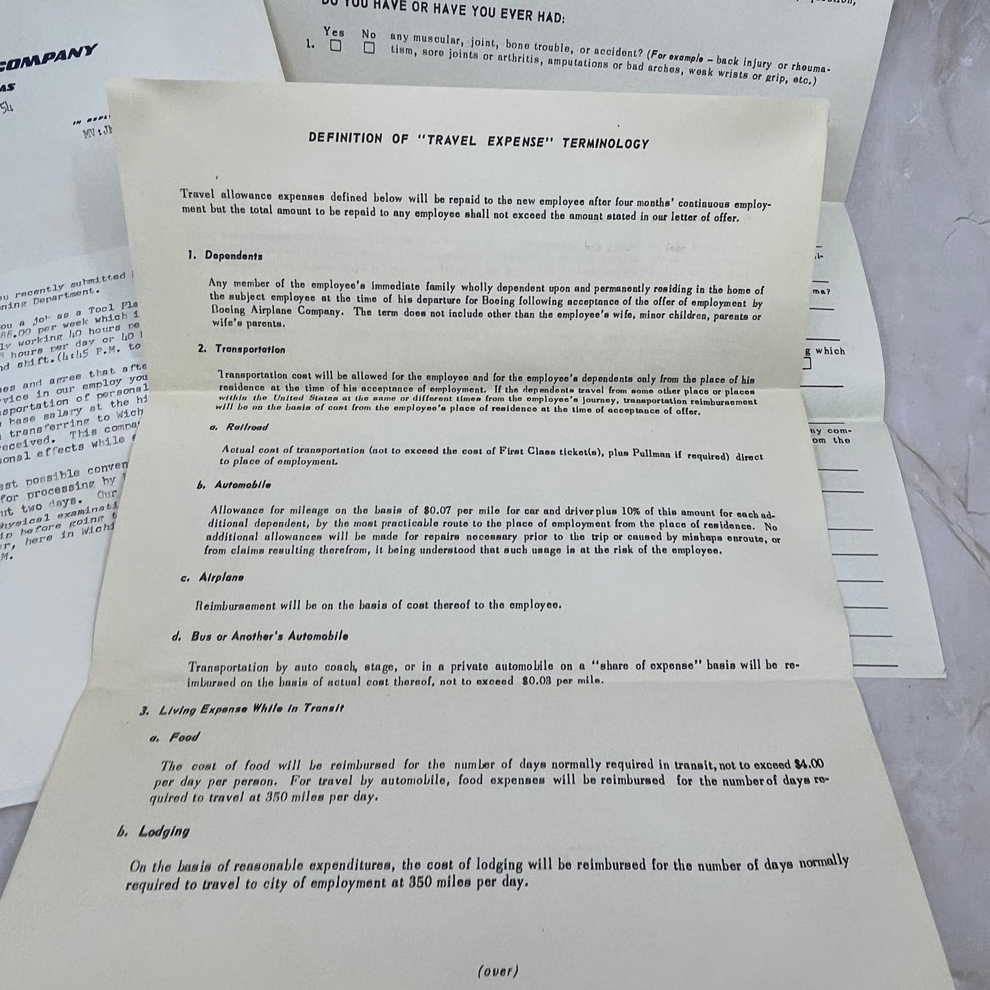 1955 Boeing Airplane Company Wichita KS Employment Offer and Ephemera AE3