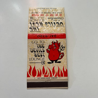 The Devils Nest Lounge Top "O" The Center Omaha Vintage Matchbook Cover TB7-UMB5