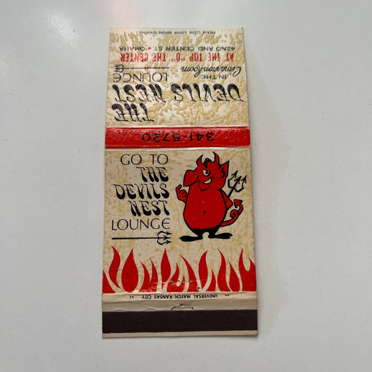 The Devils Nest Lounge Top "O" The Center Omaha Vintage Matchbook Cover TB7-UMB5