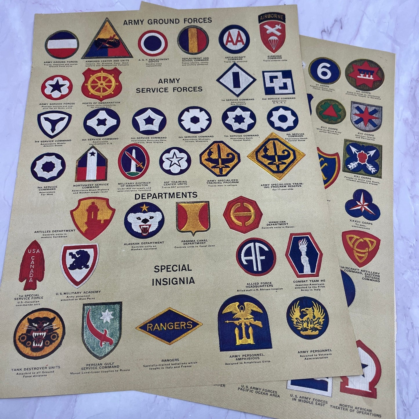 US Army Insignia Patch Chart WWII 1945 Life Magazine 3 Page Article V14-1