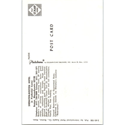 Sheraton Boston Hotel Prudential Center MA Vintage Postcard AE2