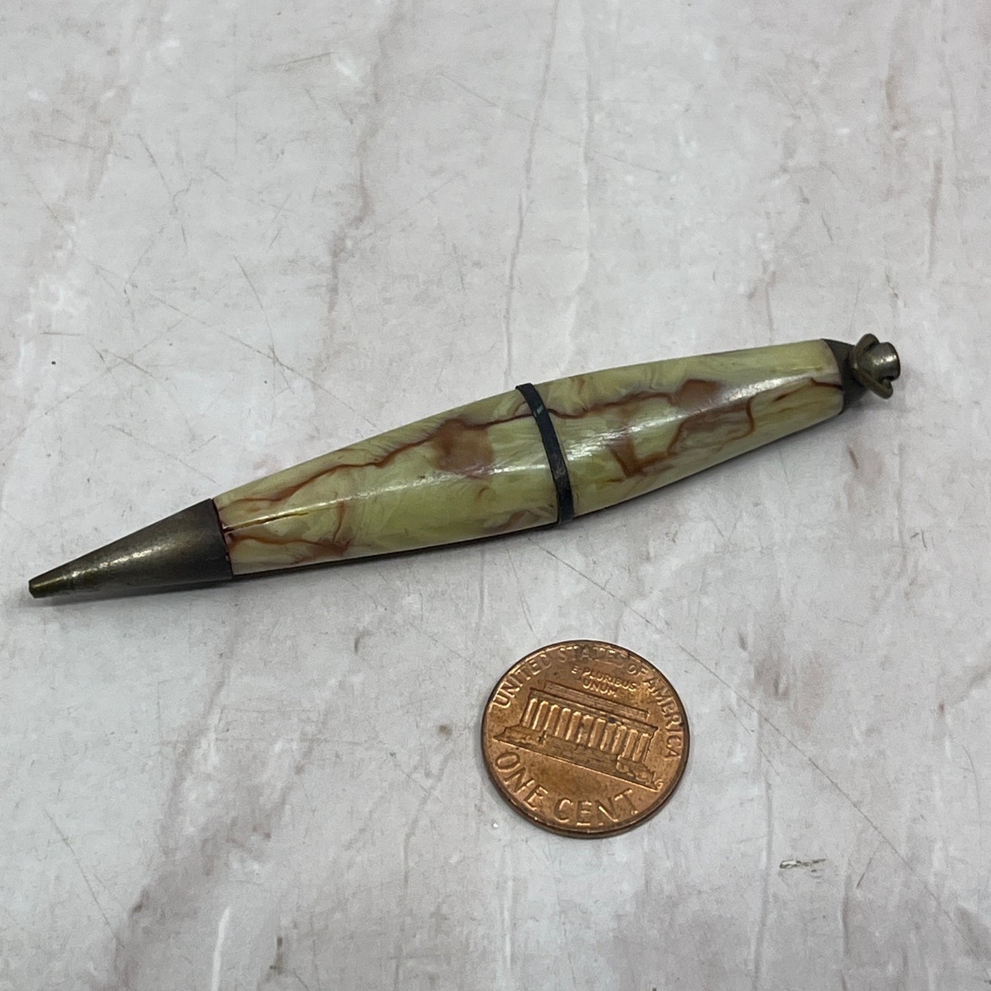 Small Marbled Celluloid Vintage Mechanical Pencil SB8-Y2