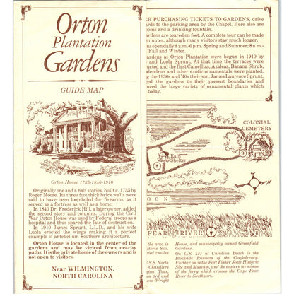 Vintage Orton Plantation Gardens Wilmington NC Fold Out Travel Brochure TF4-B1