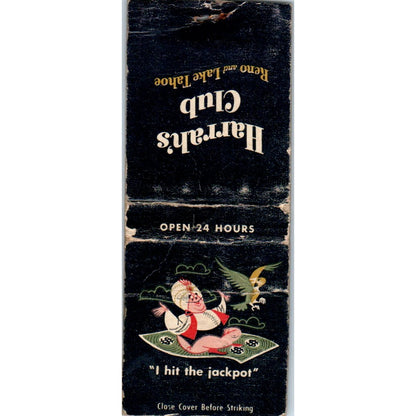Harrah's Club Genie Flying Carpet Lake Tahoe Reno Vintage Matchbook Cover SD4-Y5